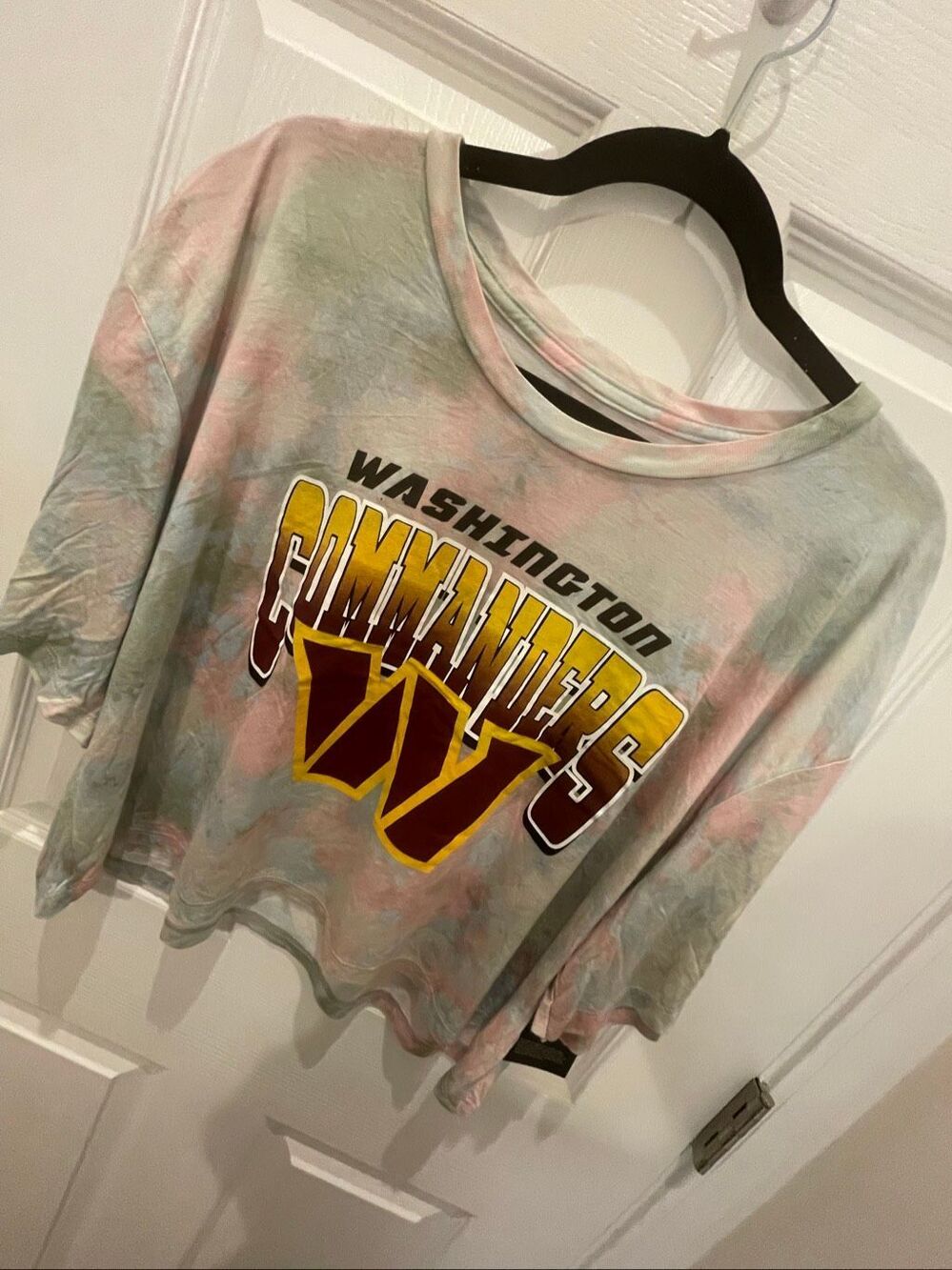 Majestic Threads Washington Commanders Crop T-Shirt Women’s M Tie Dye NFL Made U
